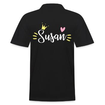 Susan Name Krone - Männer Poloshirt - Schwarz - Hinten - Kai (181cm)
