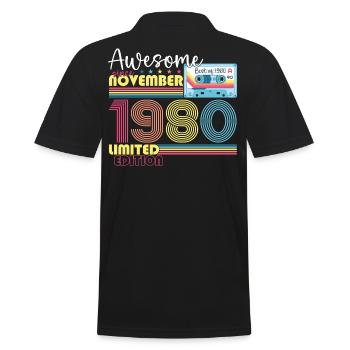 November Jahrgang 1980 42. Geburtstag Geschenk - Männer Poloshirt - Schwarz - Hinten - Kai (181cm)