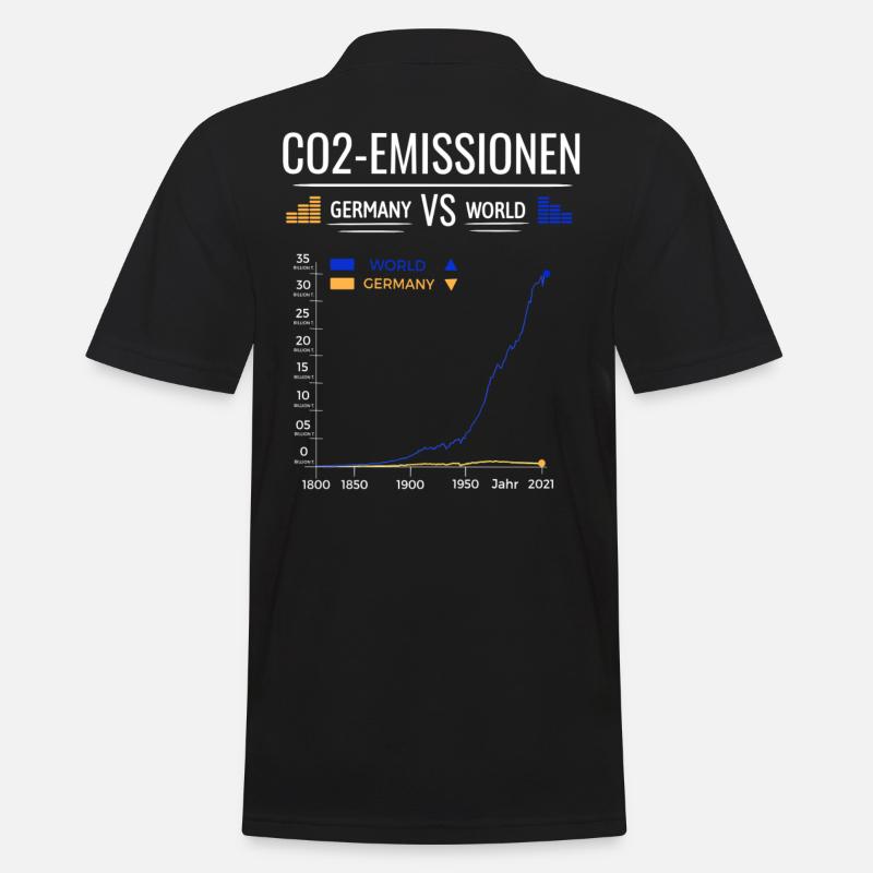 Tableau des émissions de CO2 Allemagne VS Monde - Polo Homme - noir