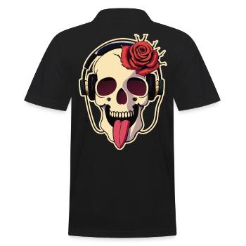01 Drôle de Crâne Rire Langue Casque Rose - Polo Homme - noir - Dos - Kai (181cm)