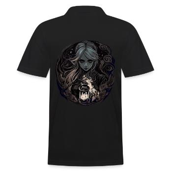 Düstere wunderschöne Hexe / Wicca - Männer Poloshirt - Schwarz - Hinten - Kai (181cm)