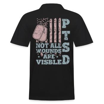 PTSD Nicht alle Wunden sind sichtbar - Männer Poloshirt - Schwarz - Hinten - Kai (181cm)