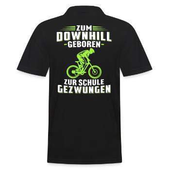 Zum Downhill Geboren Zur Schule gezwungen - Männer Poloshirt - Schwarz - Hinten - Kai (181cm)