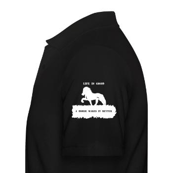 Spruch 2 mit Pferd 1 weiß - Männer Poloshirt - Schwarz - Links