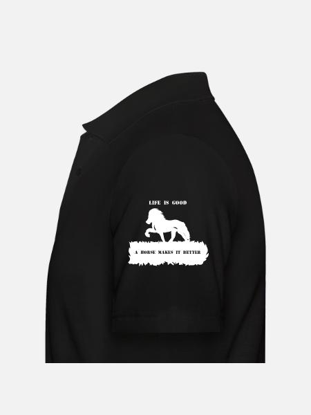 Proverbe 2 avec cheval 1 blanc - Polo Homme - noir - Gauche