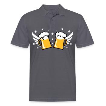 107 Deux 2 masse de bière 2 étoiles de santé - Polo Homme - charbon - Devant - Nico (186cm)