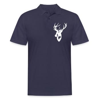 HIRSCH | Geweih Hirschkopf - Männer Poloshirt - Navy - Vorne - Kai (181cm)