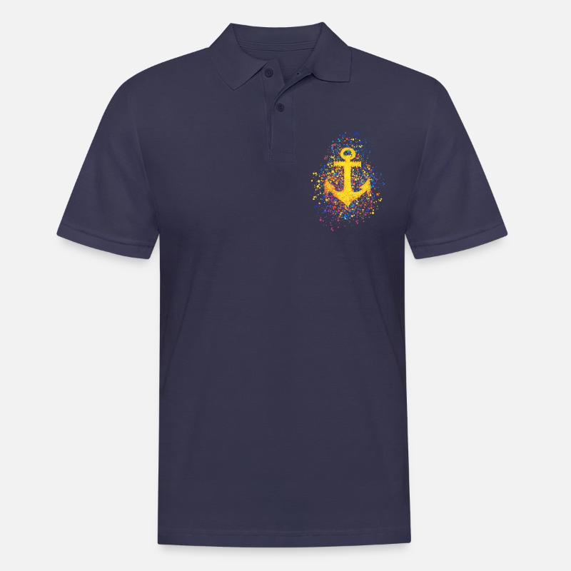 Anker Symbol Farbspritzer Farbkleckse Spritzer - Männer Poloshirt - Navy