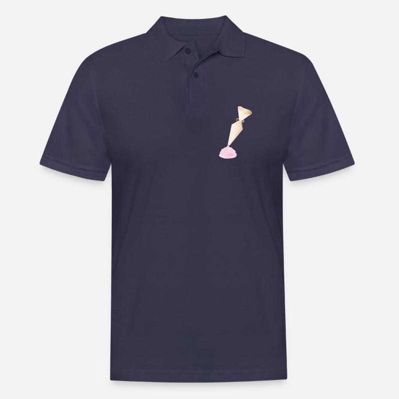 Sahnespritzbeutel mit rosa Häubchen - Männer Poloshirt - Navy