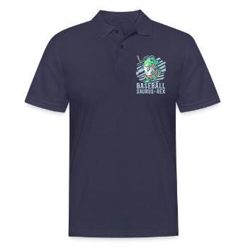 Baseball Saurus Dinosaurier T-Rex Baseballspieler - Männer Poloshirt - Navy - Vorne - Kai (181cm)