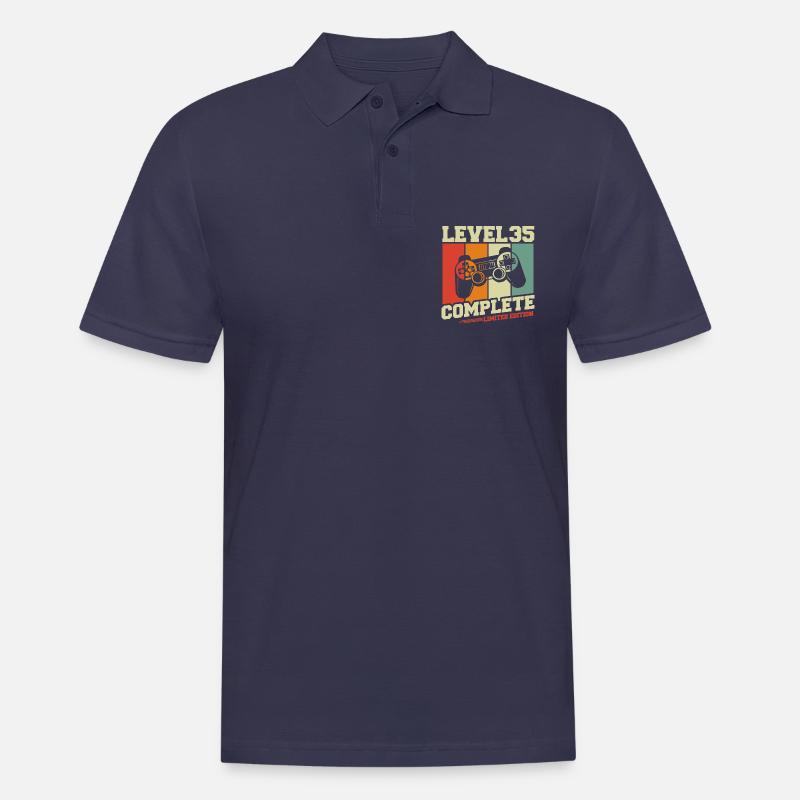 35 Geburtstag Geschenk - Level 35 Complete - Männer Poloshirt - Navy
