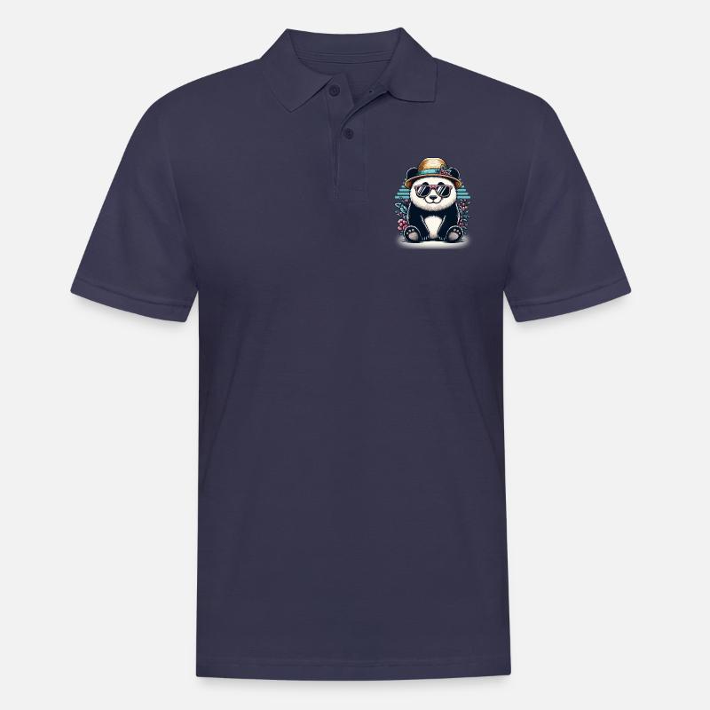 Cooler Retro Panda - Männer Poloshirt - Navy