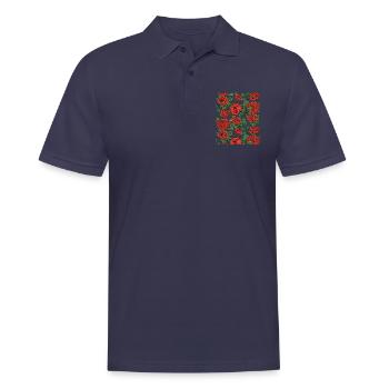 Rosen Muster - Männer Poloshirt - Navy - Vorne - Kai (181cm)