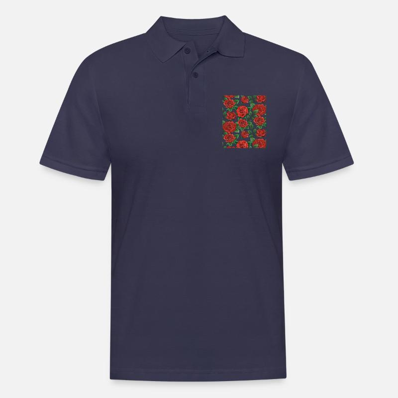 Rosen Muster - Männer Poloshirt - Navy