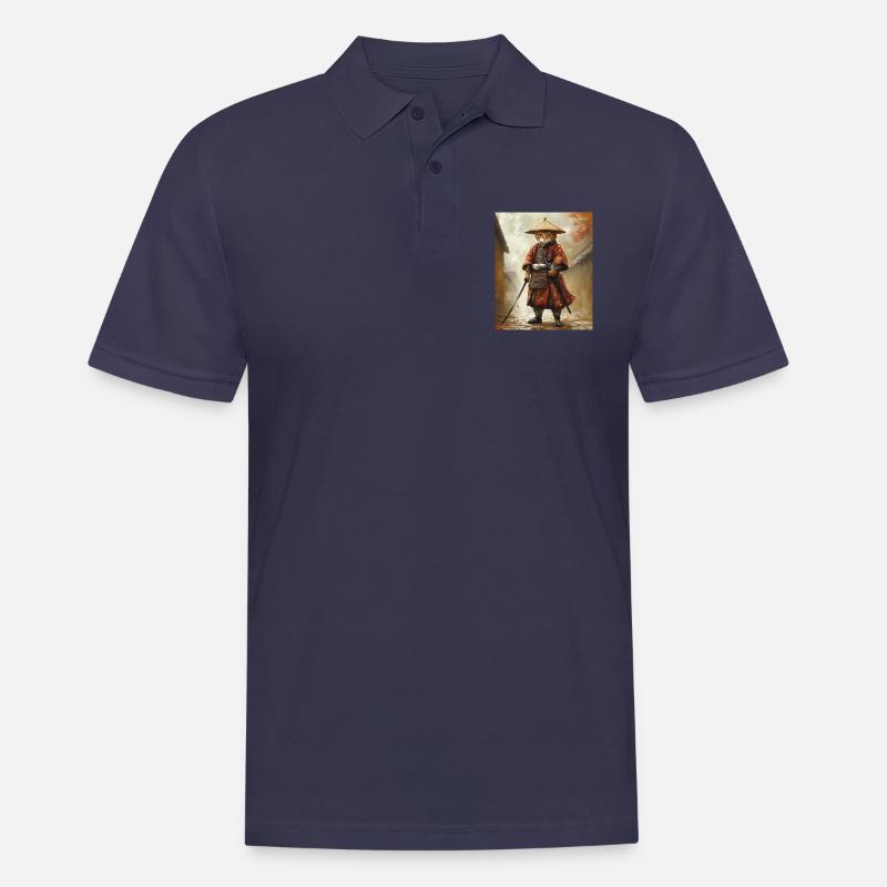 Katze Samurai - Männer Poloshirt - Navy