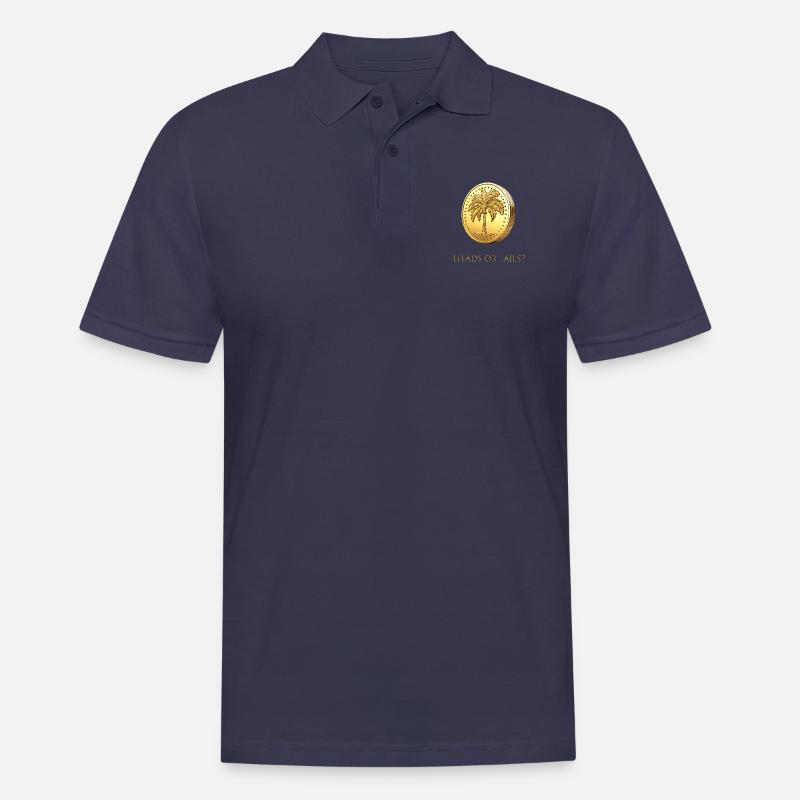 Goldener Münzwurf „Kopf oder Zahl?“ englisch - Männer Poloshirt - Navy