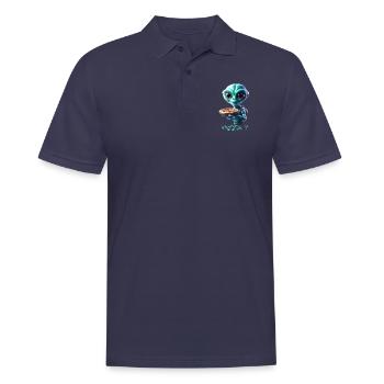 An alien is delivering pizza - Men's Polo Shirt - navy - Front - Kai (181cm)