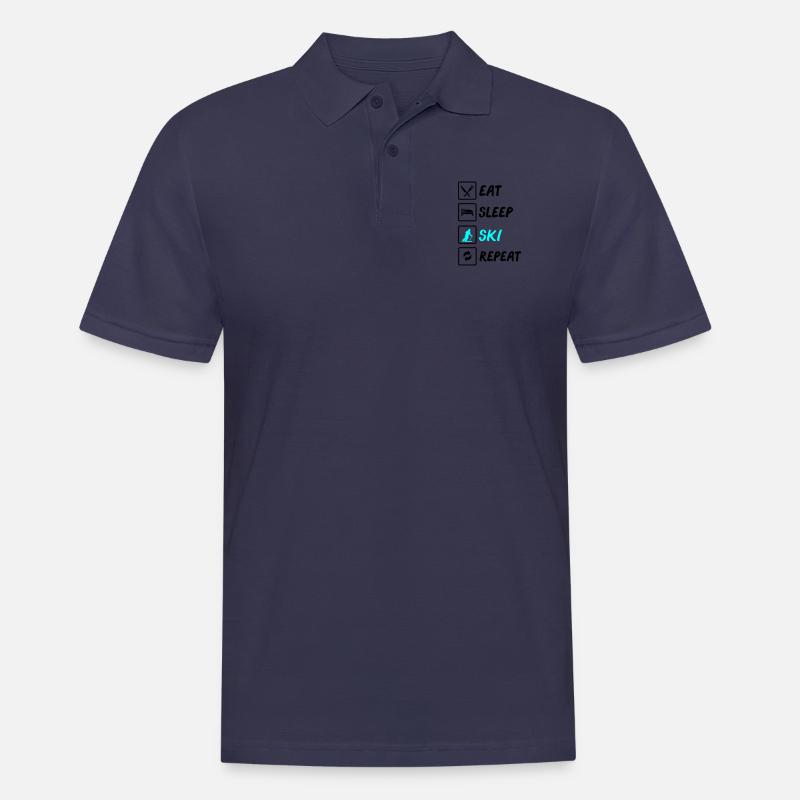 eat sleep ski repeat - Männer Poloshirt - Navy