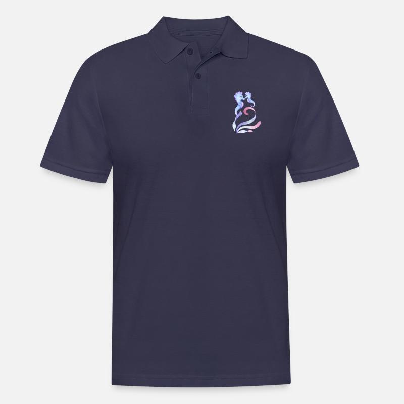 blaue Seepferdchen - Mutter + Kind - Männer Poloshirt - Navy