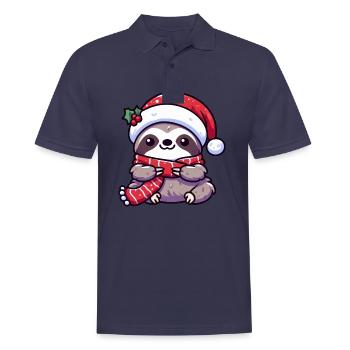Süßes Faultier Chibi Weihnachten Mops Cartoon - Männer Poloshirt - Navy - Vorne - Kai (181cm)
