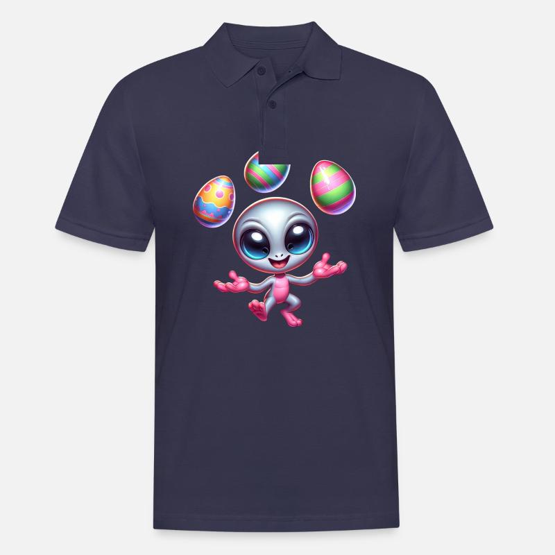 Alien-Osterjongleur: Eierakrobatik - Männer Poloshirt - Navy