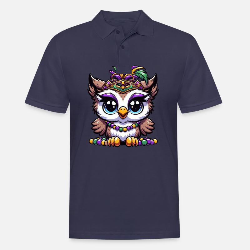 Mardi Gras Eule: Perlen und Maske - Männer Poloshirt - Navy