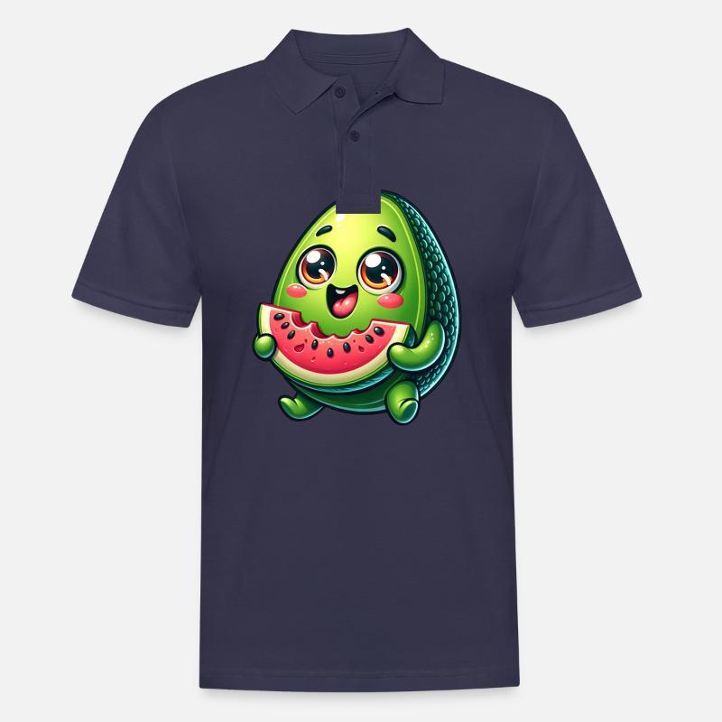 Avocado & Wassermelone Süßes Comic - Männer Poloshirt - Navy