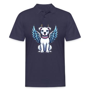 Cute Pitbull Angel Cartoon Dog with Wings - Men's Polo Shirt - navy - Front - Kai (181cm)