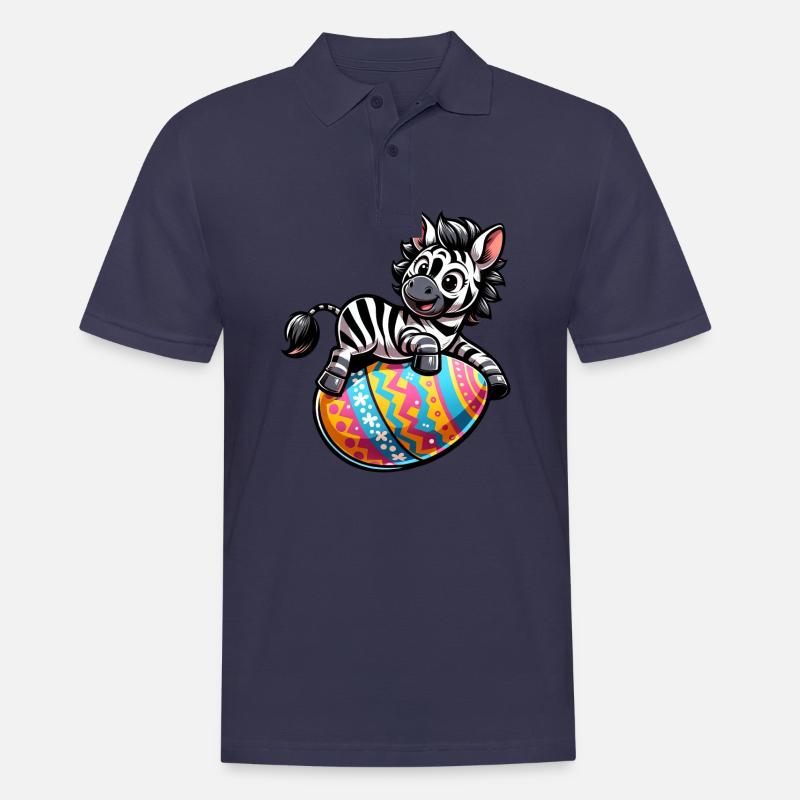 Easter Zebra Easter Egg Comic - Men's Polo Shirt - navy