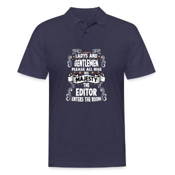 Éditeur T drôle disant Motif Editor - Polo Homme - bleu marine - Devant - Kai (181cm)