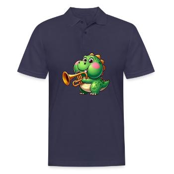 Trex épais avec trompette dessin animé dinosaure musique - Polo Homme - bleu marine - Devant - Kai (181cm)