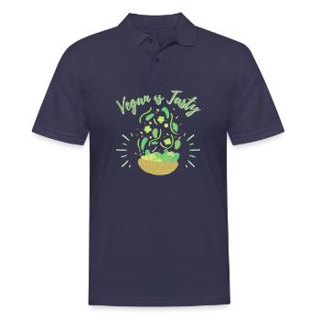 Vegan ist lecker - Männer Poloshirt - Navy - Vorne - Kai (181cm)