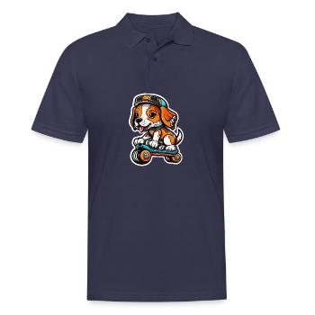 Doux chien sur une planche à roulettes - Polo Homme - bleu marine - Devant - Kai (181cm)