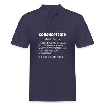 Wörterbuch Erklärung SCHAUSPIELER Held, Genie - Männer Poloshirt - Navy - Vorne - Kai (181cm)