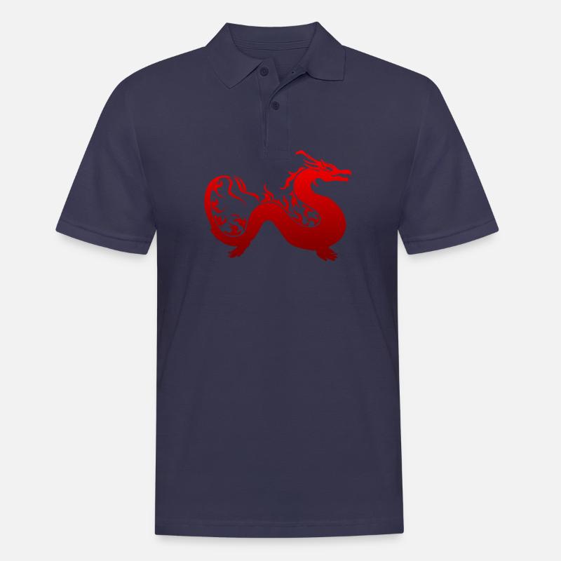 Drache Feuer Geschenk Chinesisch - Männer Poloshirt - Navy