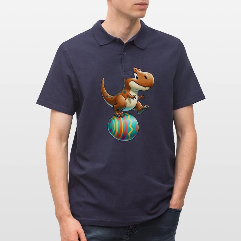 Dancing T-Rex, Easter Eggshell Fun Men's Polo Shirt