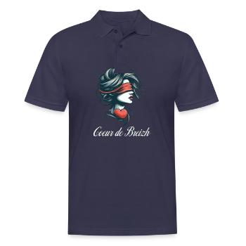 bretonne coeur de breizh blanc - Polo Homme - bleu marine - Devant - Kai (181cm)