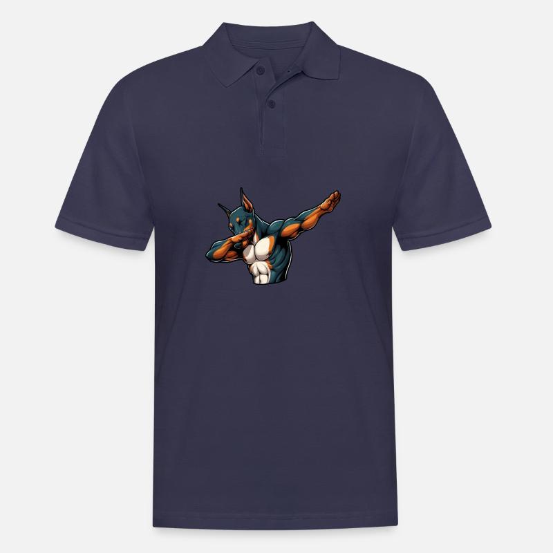 Cooler Dobermann Dabbing Comic - Männer Poloshirt - Navy