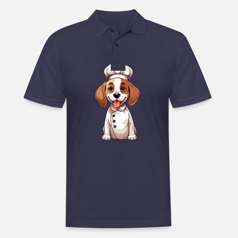 Cute Beagle Chef Comic Design - Men's Polo Shirt - navy