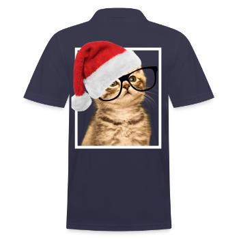 CHRISTMAS Shirt Christmas Cat Kitten Cats - Men's Polo Shirt - navy - Back - Kai (181cm)