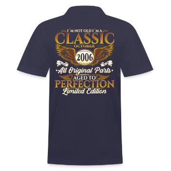 Classic October 2006 16th Birthday Gift - Men's Polo Shirt - navy - Back - Kai (181cm)