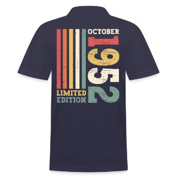 Octobre Né 1952 70e anniversaire Cadeau Cool - Polo Homme - bleu marine - Dos - Kai (181cm)