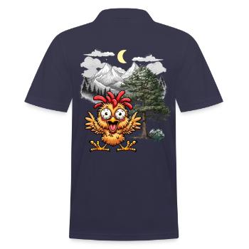 Crazy Chicken Poulets Poule Wild West Nature - Polo Homme - bleu marine - Dos - Kai (181cm)