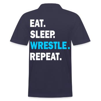 Eat Sleep Wrestle Repeat 1- Wrestling, Wrestle - Polo Homme - bleu marine - Dos - Kai (181cm)