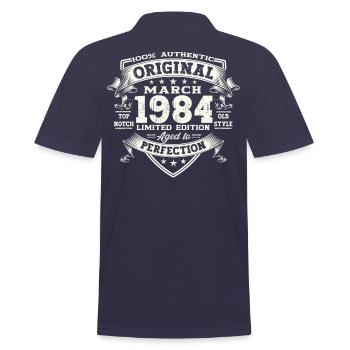 39th birthday Mann Original March Born 1984 - Men's Polo Shirt - navy - Back - Kai (181cm)