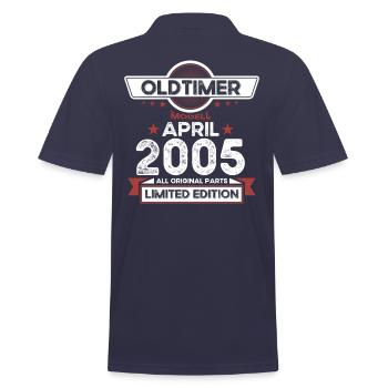 18th birthday man Oldtimer April vintage 2005 - Men's Polo Shirt - navy - Back - Kai (181cm)
