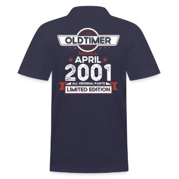 22. Geburtstag Mann Oldtimer April Jahrgang 2001 - Männer Poloshirt - Navy - Hinten - Kai (181cm)