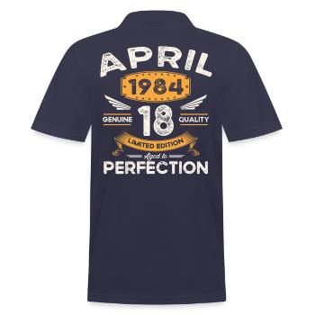 39ème Anniversaire Homme Avril Vintage 1984 Légendaire - Polo Homme - bleu marine - Dos - Kai (181cm)