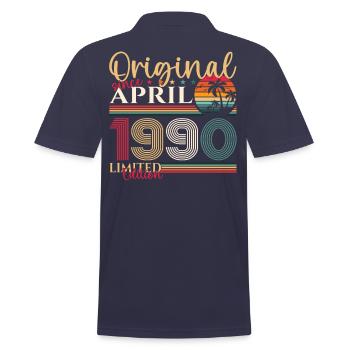 33rd birthday man April Born 1990 Original - Men's Polo Shirt - navy - Back - Kai (181cm)