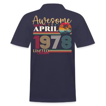 45e anniversaire homme April né en 1978 Génial - Polo Homme - bleu marine - Dos - Kai (181cm)